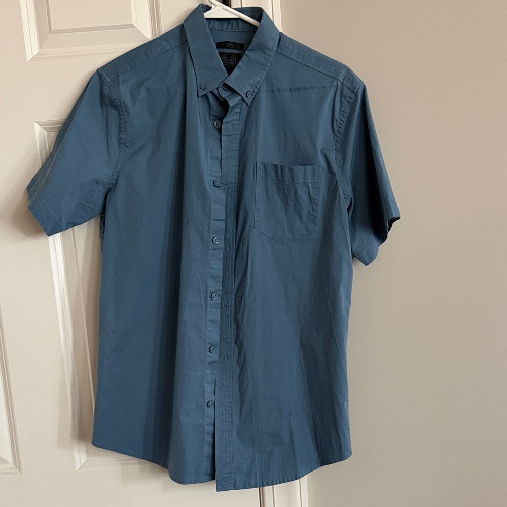 14th & Union Short-Sleeve Button-Down Shirt in Slate Blue